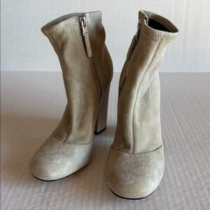 Brian Atwood Light Gray Suede Ankle Booties